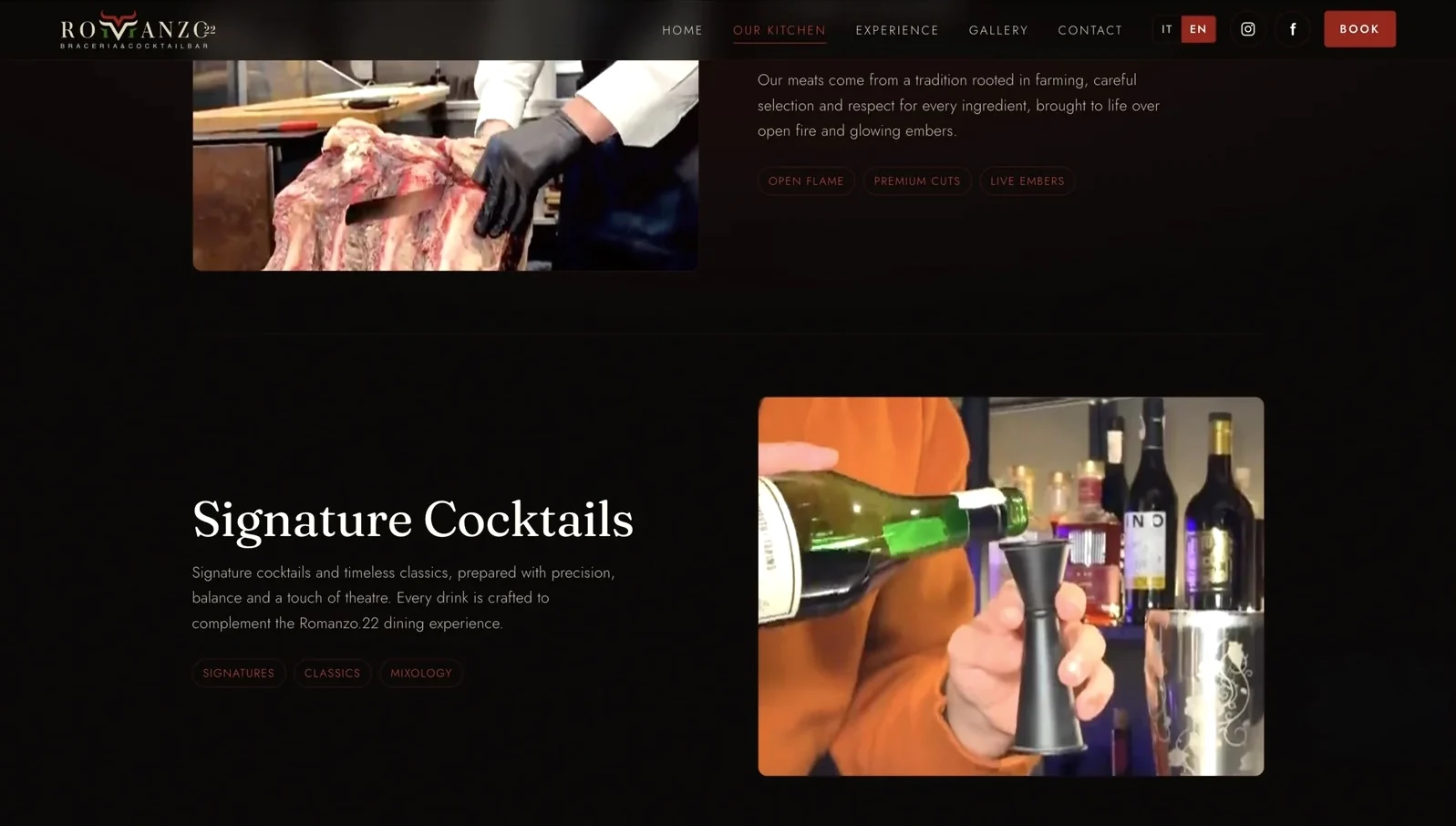 Sezione cocktail del sito Romanzo.22